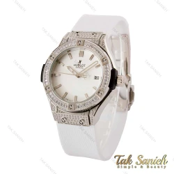 ساعت هابلوت زنانه سفید تمام نگین نقره ای Hublot-4151-L