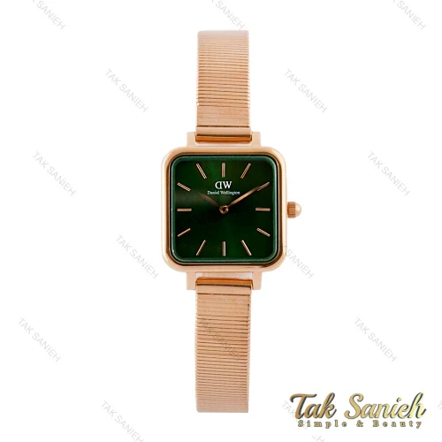ساعت دنیل ولینگتون زنانه مربعی رزگلد صفحه سبز DW-4199-L