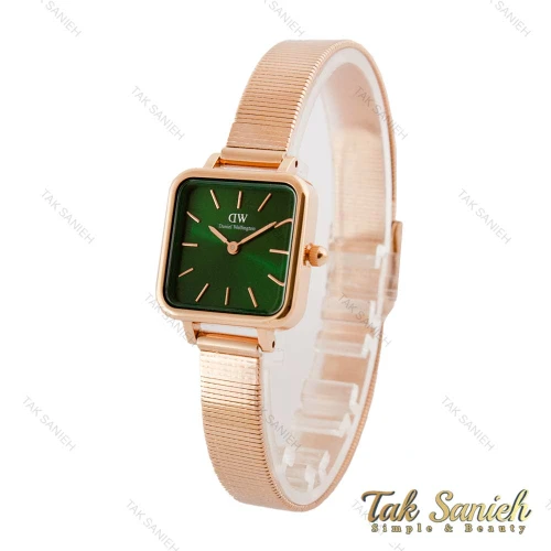 ساعت دنیل ولینگتون زنانه مربعی رزگلد صفحه سبز DW-4199-L