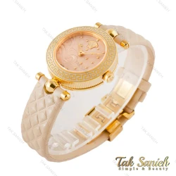 ساعت ورساچه زنانه طلایی بند چرمی کِرِم Versace-4229-L
