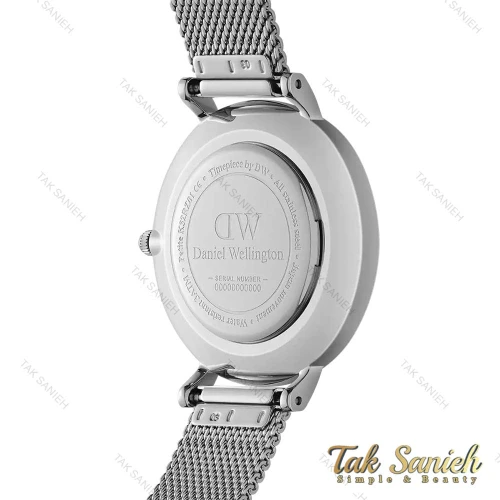 ساعت دنیل ولینگتون زنانه نقره ای صفحه سفید نگین دار DW-4304-28-L