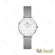 ساعت دنیل ولینگتون زنانه نقره ای صفحه سفید نگین دار DW-4304-28-L
