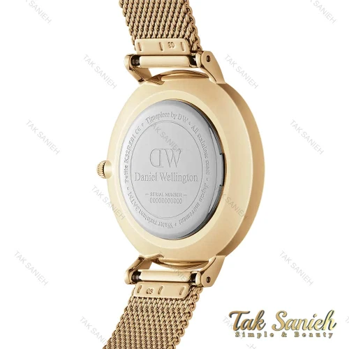 ساعت دنیل ولینگتون زنانه رزگلد صفحه سفید نگین دار DW-4305-28-L