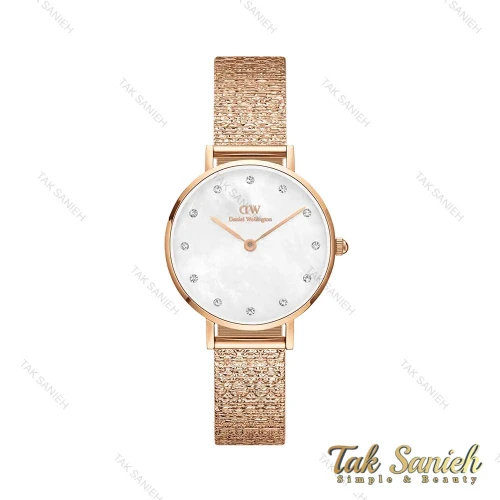 ساعت دنیل ولینگتون رزگلد زنانه صفحه صدف سفید نگین دار DW-4311-28-L