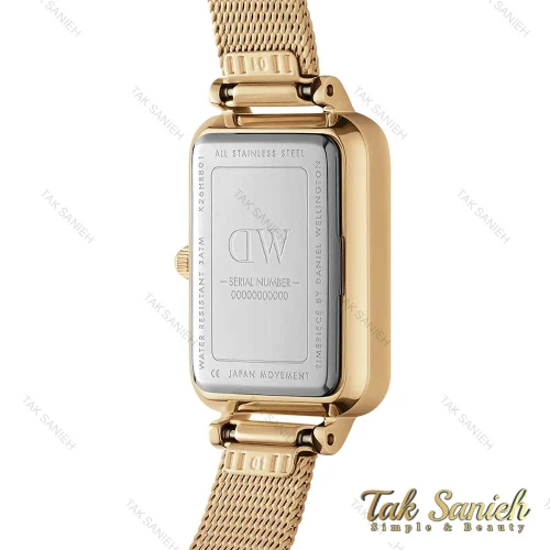 ساعت دنیل ولینگتون زنانه مستطیلی طلایی صفحه صدف نگین دار DW-4315-L