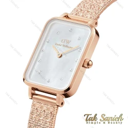 ساعت دنیل ولینگتون زنانه کوادرو رزگلد صفحه صدف نگین دار DW-4317-L