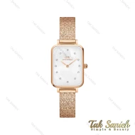 ساعت دنیل ولینگتون زنانه کوادرو رزگلد صفحه صدف نگین دار DW-4317-L