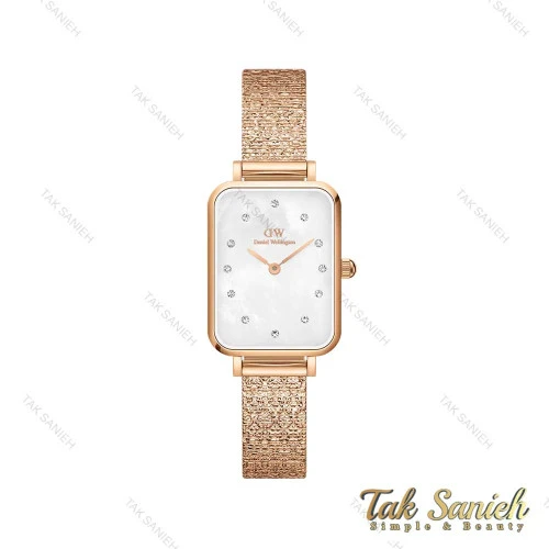 ساعت دنیل ولینگتون زنانه کوادرو رزگلد صفحه صدف نگین دار DW-4317-L