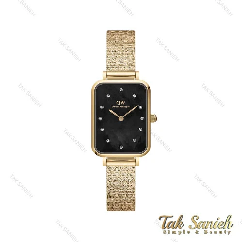 ساعت دنیل ولینگتون زنانه کوادرو طلایی صفحه صدف مشکی DW-4318-L