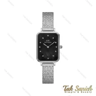 ساعت دنیل ولینگتون زنانه کوادرو سیلور صفحه صدف مشکی DW-4319-L