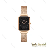 ساعت دنیل ولینگتون زنانه کوادرو رزگلد صفحه صدف مشکی DW-4320-L
