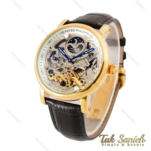 ساعت پتک فیلیپ مردانه اتوماتیک صفحه اسکلتون طلایی Patek-4337-G