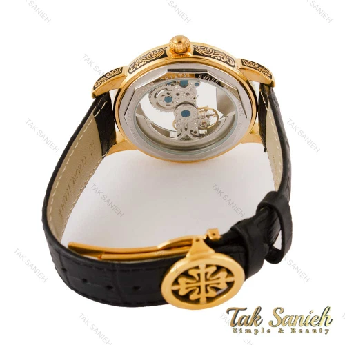 ساعت پتک فیلیپ مردانه اتوماتیک حکاکی شده طلایی Patek-4338-G