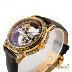 ساعت پتک فیلیپ مردانه اتوماتیک حکاکی شده طلایی Patek-4338-G