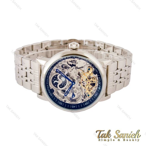 ساعت پتک فیلیپ مردانه اتوماتیک اسکلتون سیلور مشکی Patek-4340-G