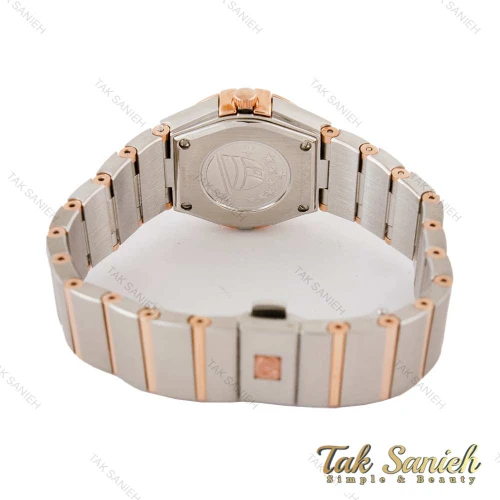 ساعت امگا زنانه کانسلیشن رزگلد سیلور نگین دار صفحه مشکی Omega-4379-L