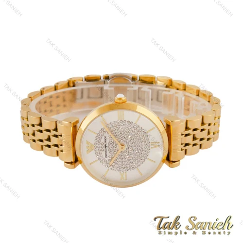 ساعت امپریو آرمانی زنانه طلایی صفحه فول نگین Armani-4398-L