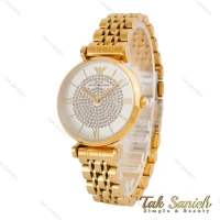 ساعت امپریو آرمانی زنانه طلایی صفحه فول نگین Armani-4398-L