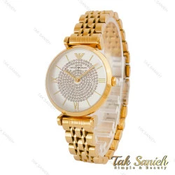ساعت امپریو آرمانی زنانه طلایی صفحه فول نگین Armani-4398-L