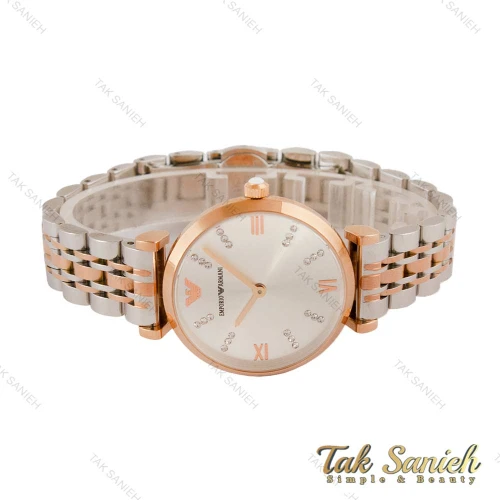 ساعت امپریو آرمانی زنانه دورنگ رزگلد صفحه سیلور Armani-4399-L