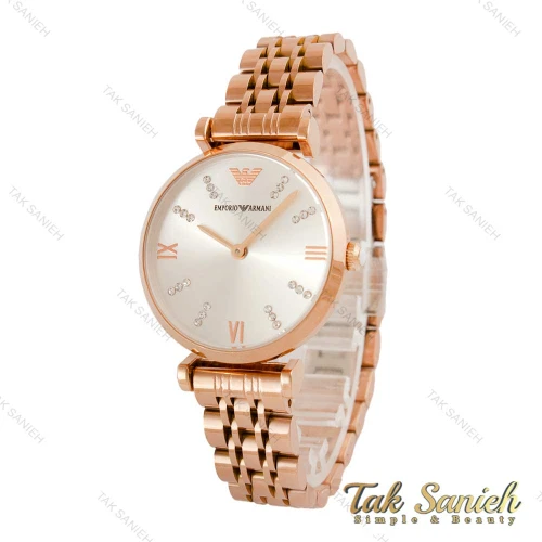 ساعت امپریو آرمانی زنانه رزگلد صفحه سیلور Armani-4402-L