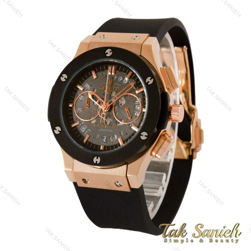 ساعت هابلوت زنانه سه موتوره رزگلد مشکی صفحه اسکلتون Hublot-4412-L