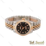 ساعت رولکس زنانه دو رنگ رزگلد صفحه مشکی مدیوم Rolex-4416-L