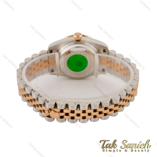 ساعت رولکس زنانه دیت جاست دو رنگ رزگلد صفحه مشکی Rolex-4416-L