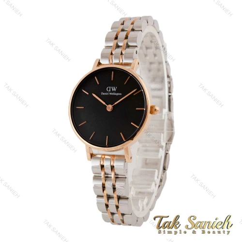 ساعت دنیل ولینگتون زنانه رزگلد سیلور صفحه مشکی اسمال DW-4421-28-L