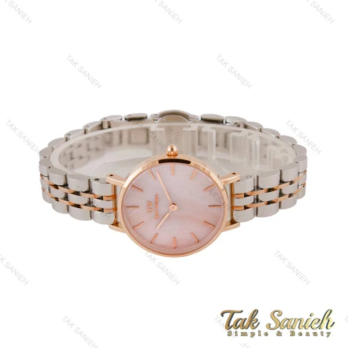 ساعت دنیل ولینگتون زنانه رزگلد نقره ای صفحه صورتی اسمال DW-4422-28-L