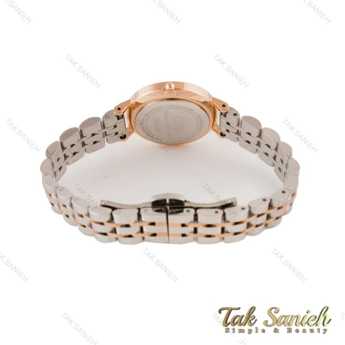 ساعت دنیل ولنگتون زنانه دورنگ رز صفحه سفید DW-4423-28-L