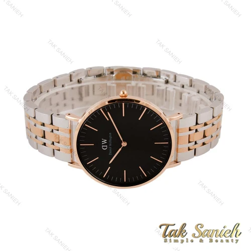 ساعت دنیل ولینگتون مردانه دورنگ رزگلد صفحه مشکی DW-4429-42-G