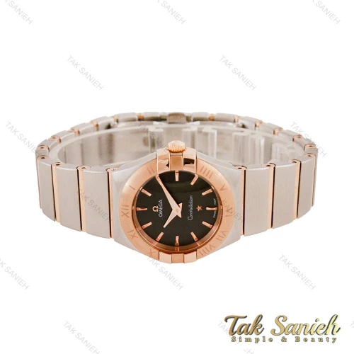 ساعت امگا کانسلیشن زنانه دورنگ رزگلد صفحه مشکی Omega-4439-L