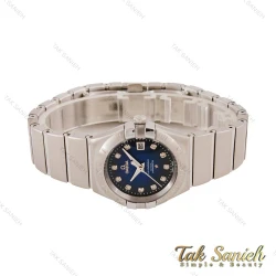 ساعت امگا زنانه سیلور صفحه سرمه ای نگین دار Omega-4441-L