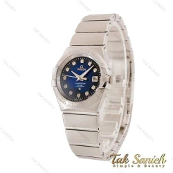 ساعت امگا زنانه سیلور صفحه سرمه ای نگین دار Omega-4441-L