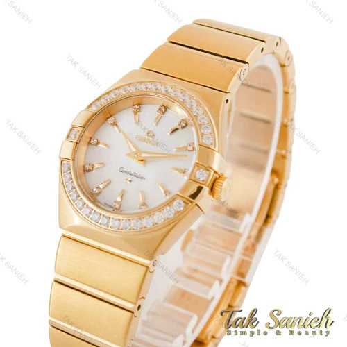 ساعت امگا کانسلیشن زنانه طلایی دورنگین صفحه سفید Omega-4442-L