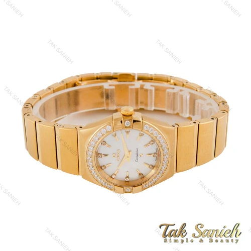 ساعت امگا کانسلیشن زنانه طلایی دورنگین صفحه سفید Omega-4442-L