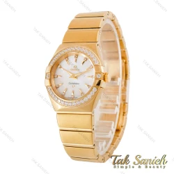 ساعت امگا کانسلیشن زنانه طلایی دورنگین صفحه سفید Omega-4442-L