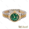 ساعت رولکس زنانه دیت جاست صفحه سبز اعداد یونانی نگین دار Rolex-4448-L
