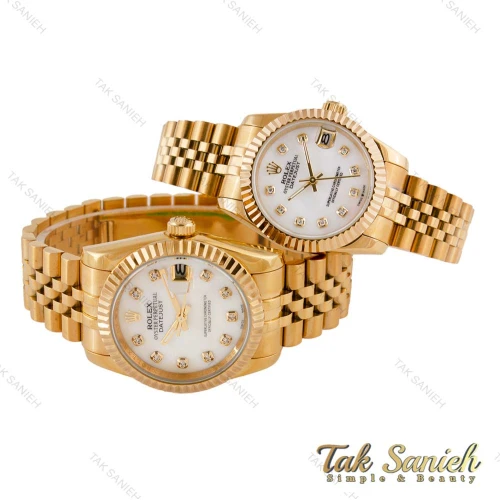 ساعت ست رولکس دیت جاست طلایی صفحه سفید Rolex-4451-S