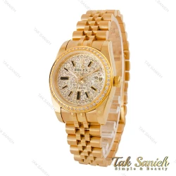 ساعت رولکس زنانه طلایی صفحه فول نگین Rolex-4452-L