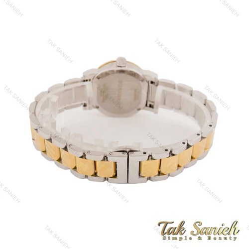 ساعت بِربِری زنانه دورنگ طلایی صفحه سفید Burberry-4454-L
