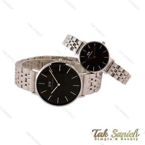 ساعت ست دنیل ولینگتون نقره ای صفحه مشکی DW-4465-28-S