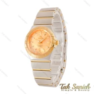 ساعت امگا زنانه دورنگ طلایی صفحه طلایی خطی Omega-4470-L