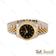 ساعت رولکس زنانه دورنگ طلایی صفحه مشکی خطی Rolex-4473-L