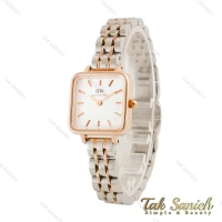 ساعت دنیل ولینگتون مربعی زنانه دورنگ رزگلد صفحه سفید DW-4477-L