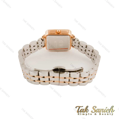 ساعت دنیل ولینگتون مربعی زنانه دورنگ رزگلد صفحه سفید DW-4477-L