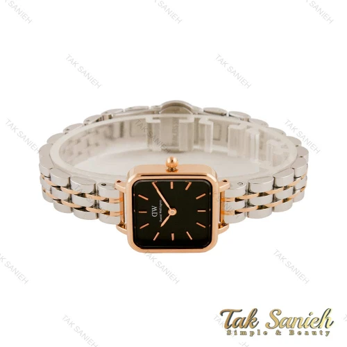 ساعت دنیل ولینگتون زنانه مربعی دو رنگ رزگلد صفحه مشکی DW-4480-L