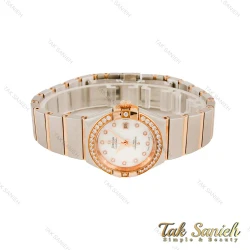 ساعت امگا زنانه دورنگ رزگلد دورنگین تقویم دار Omega-4481-L