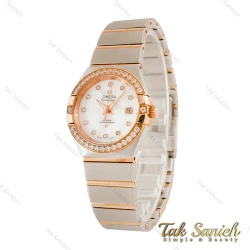 ساعت امگا زنانه دورنگ رزگلد دورنگین تقویم دار Omega-4481-L